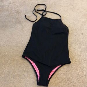 Pink Victoria secret black one piece swimsuit